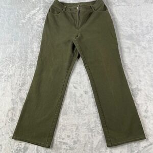 St John Jeans‎ Pants Womens Size 26 Green Crop Stretch Straight Mid Rise Office